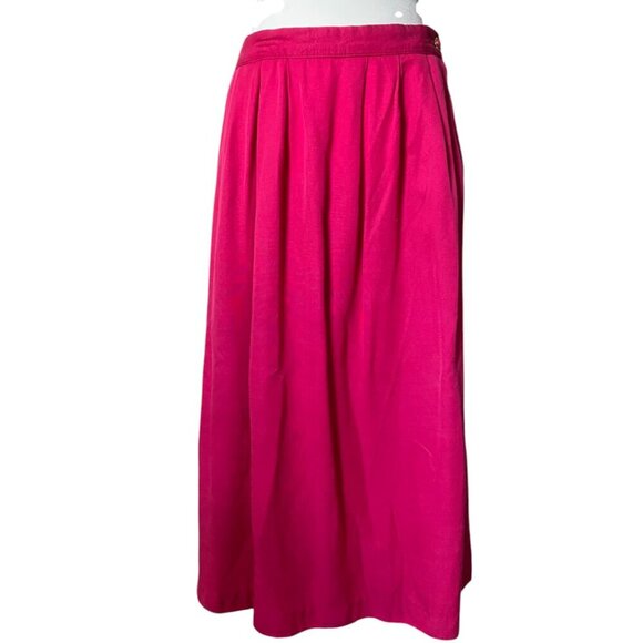 BonWorth Dresses & Skirts - VTG Fuchsia Pink Midi High Waist Button Long Skirt
